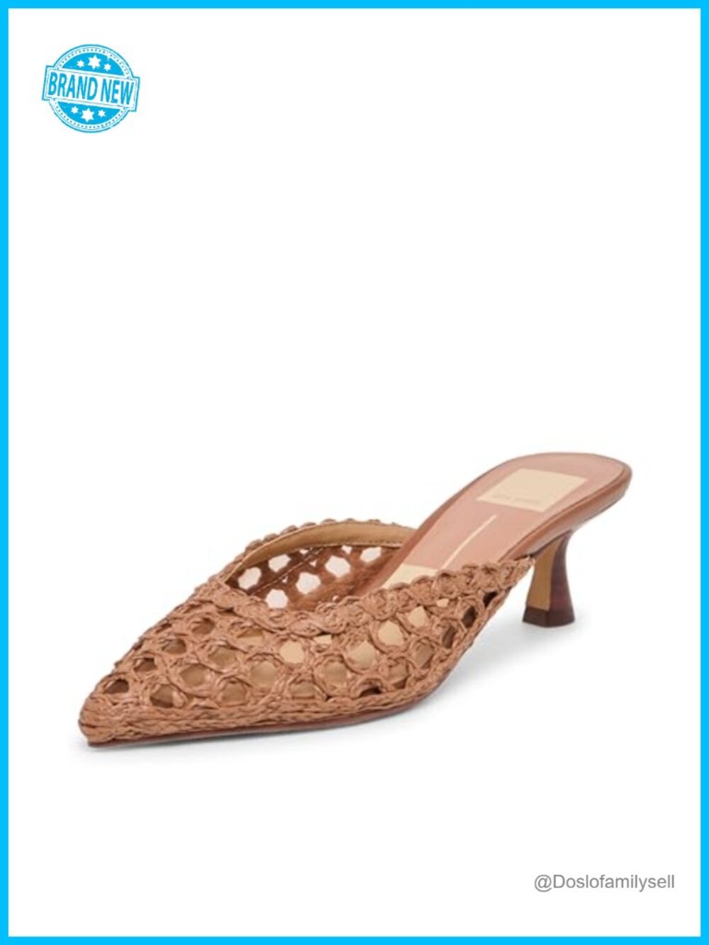 Cleo Loop Kitten Heel Pump Linen Closed Toe Pull-On
